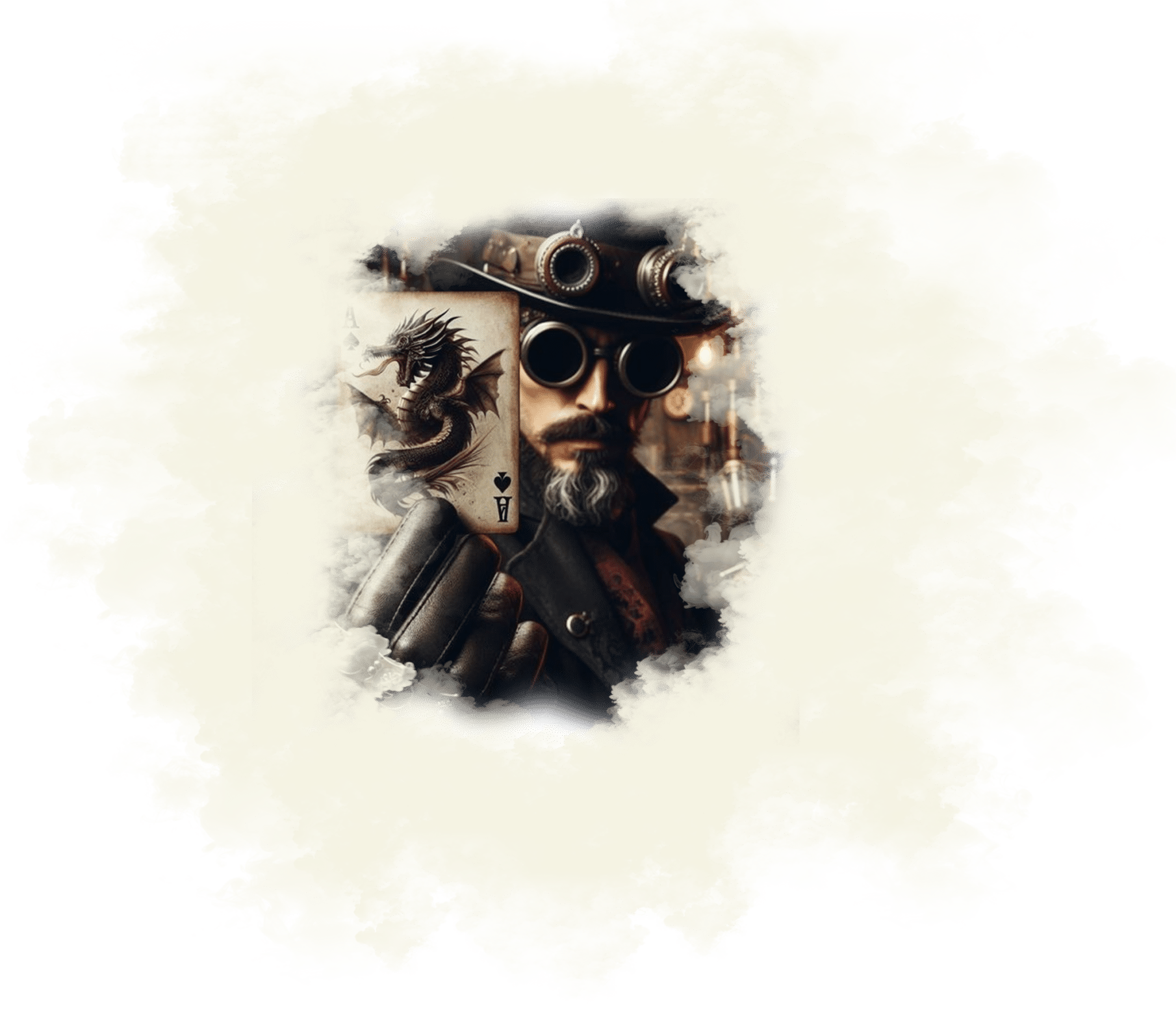 EVJF - Soirée énigme & inspiration - Un homme vêtu d'une tenue steampunk tenant un as de pique mystérieux.